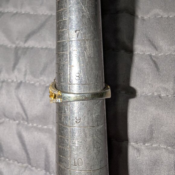 Size 8 Sterling Silver 925 & Gold Accented Emerald Green Statement Ring 5223 - Picture 8 of 8